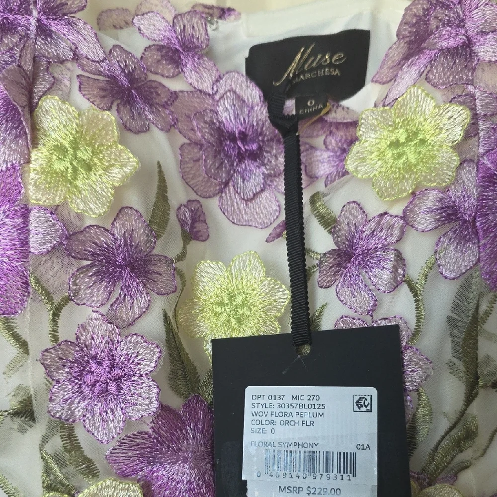 Muse Floral Peplum Tank Top in Purple and Lime - Picture 11 of 11